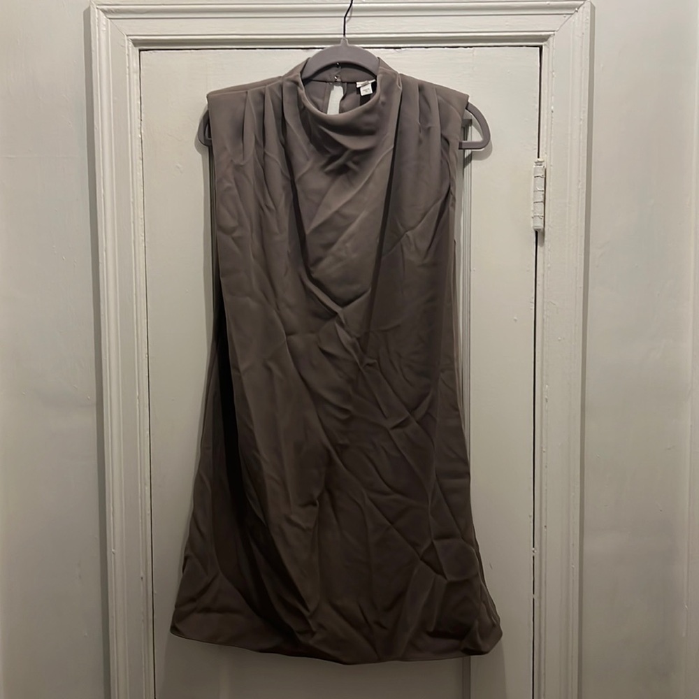 River Island gray sleeveless frock dress with puff shoulders